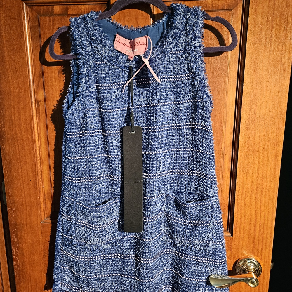 Laurence & Chico Blue And Bead Stripe Dress, Size Med - Picture 2 of 6